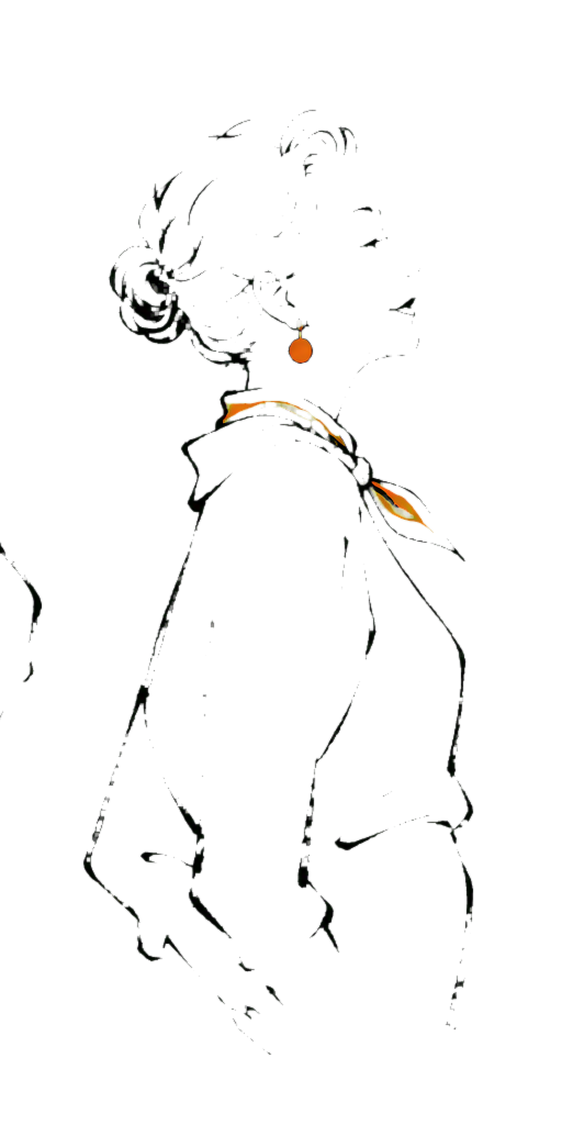 パンを待つ人の線画