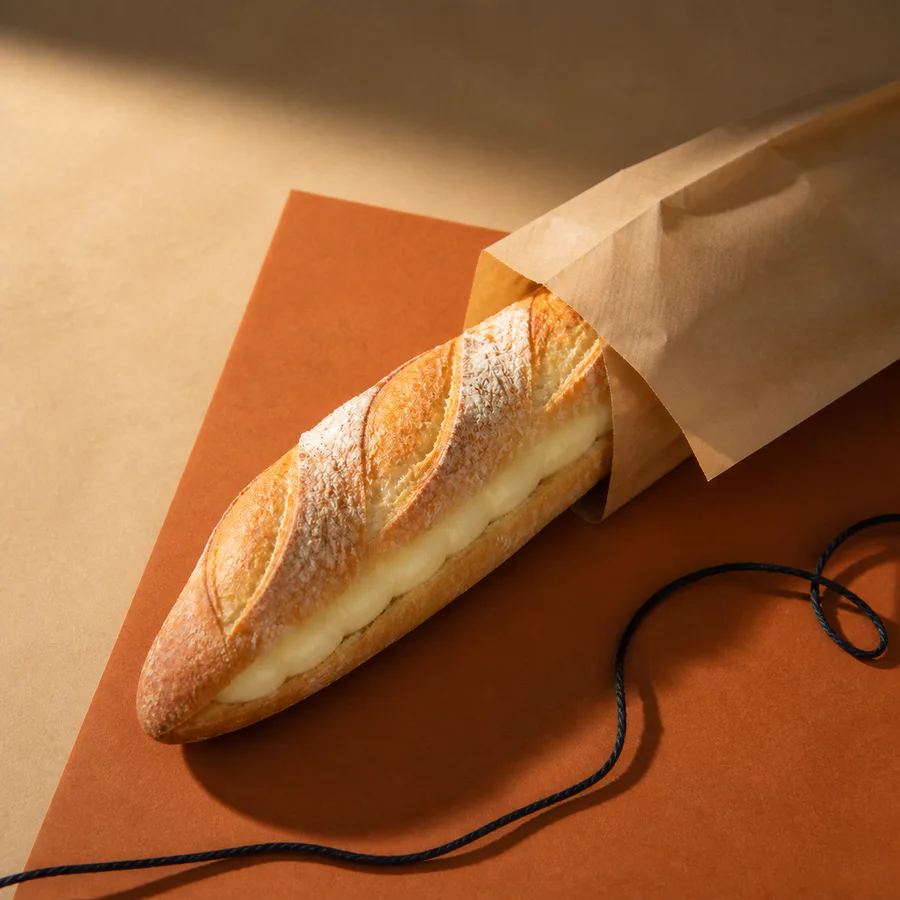 薄紙で包んだミルクフランス